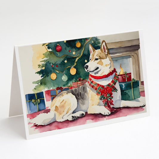 Akita Christmas Greeting Cards Pack of 8 Blank Cards with Envelopes Whimsical A7 Size 5x7 Blank Note Cards