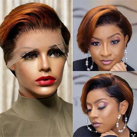 Women Dyed Lace Short Straight Synthetic Wig Hairpiece for Party - Clothes For Her Online Store