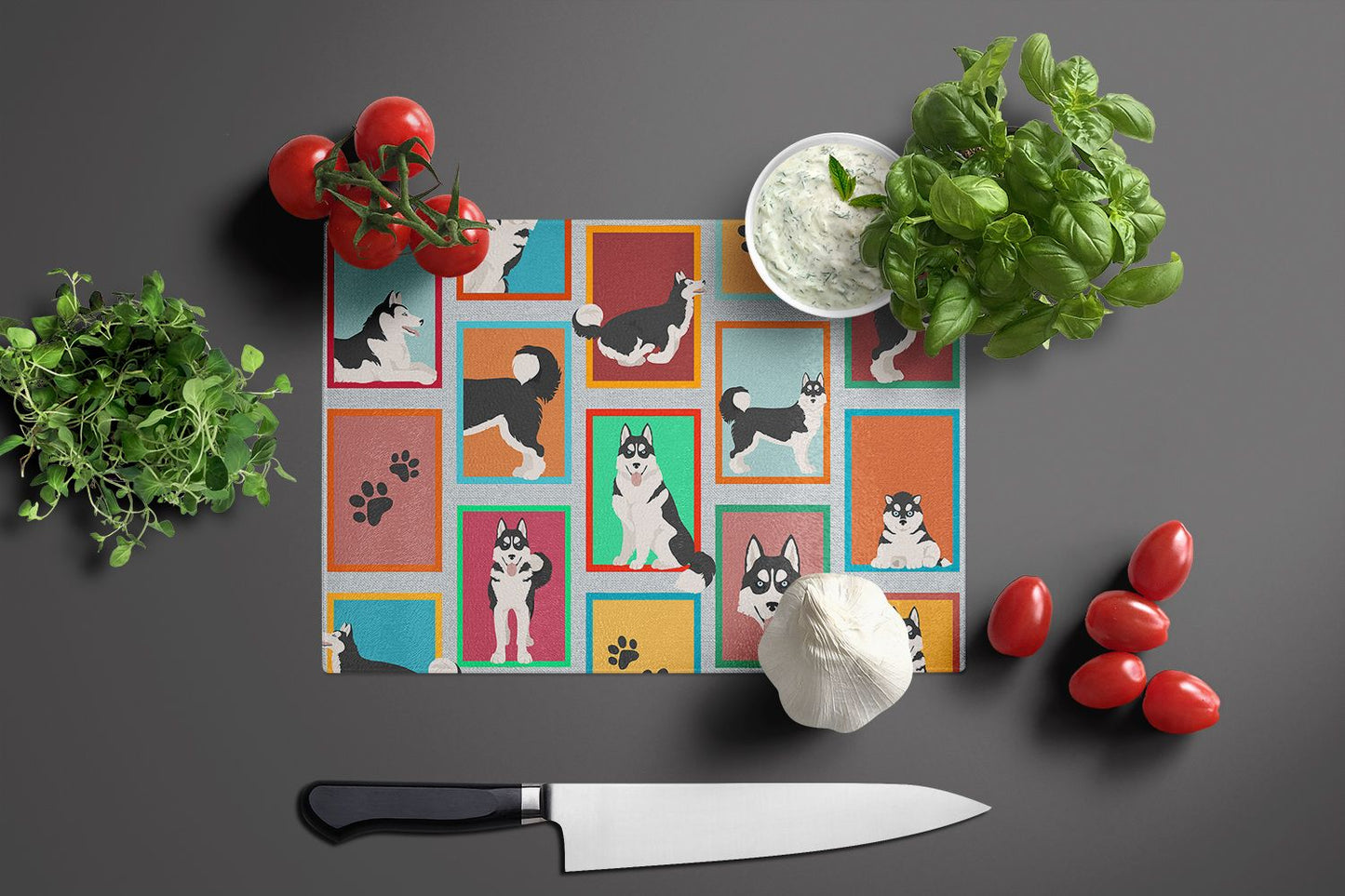 NEW Lots of Siberian Husky Glass Cutting Board Decorative Tempered Glass Kitchen Cutting and Serving Board Large Size Chopping Board
