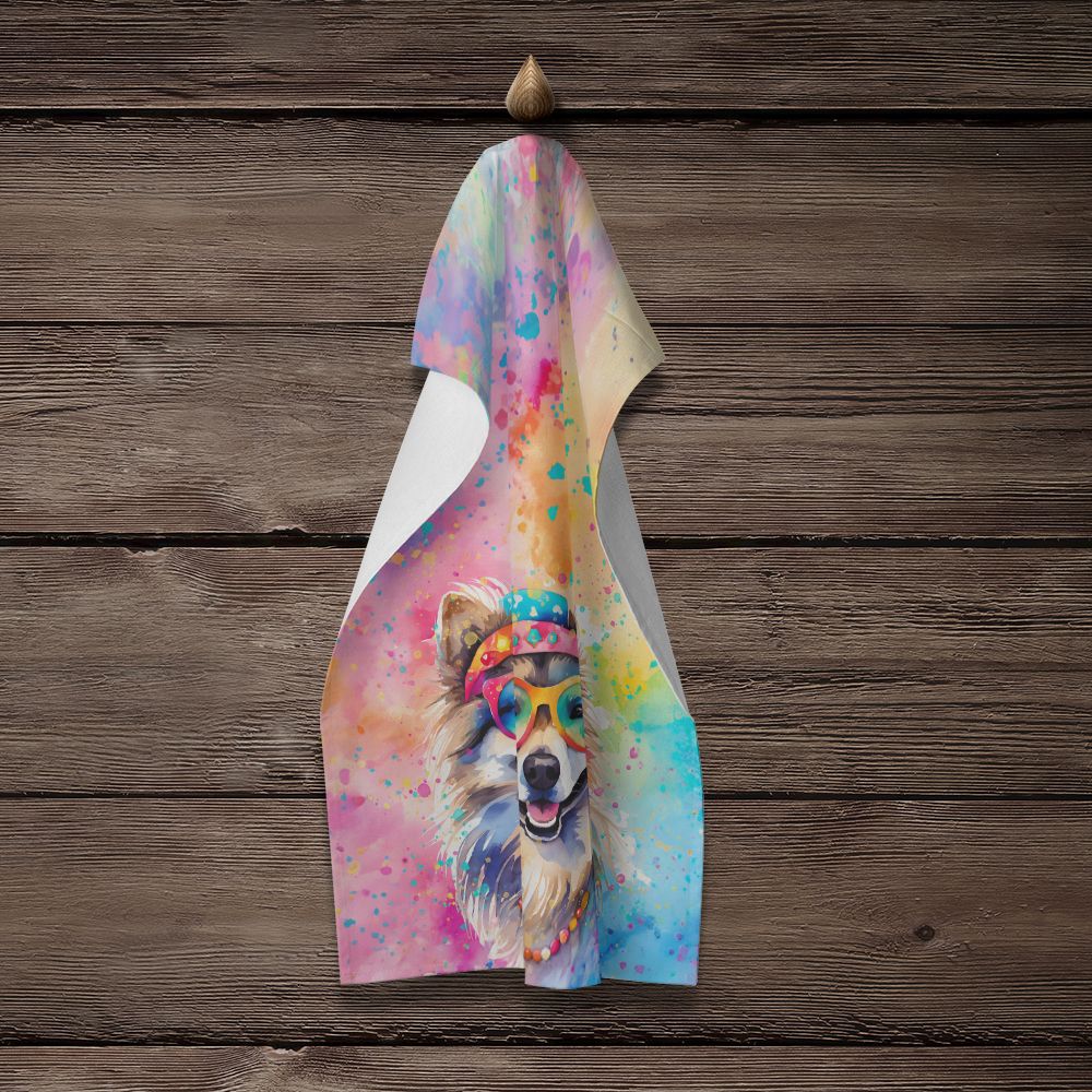 Keeshond Hippie Dawg Kitchen Towel Dish Cloths Guest Hand Towel Decorative Bathroom Towel for Face,Tea, Dishcloth, Kitchen and Bath