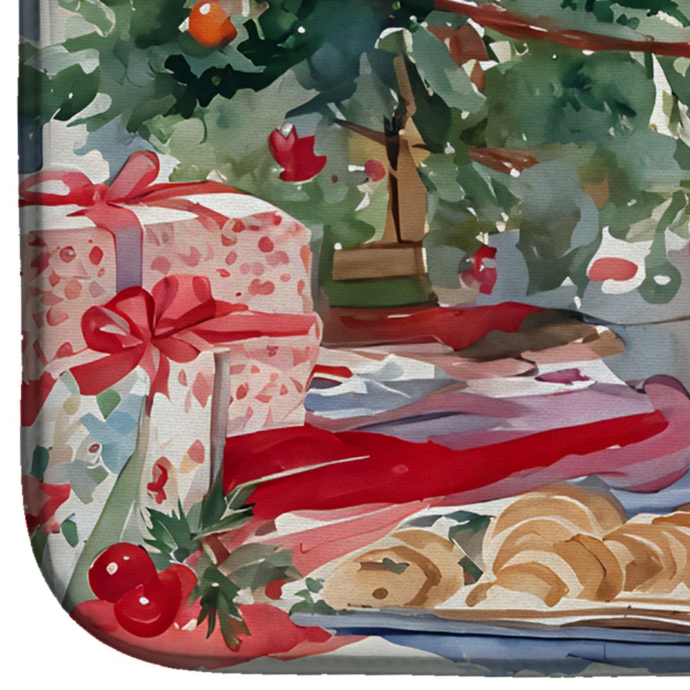 French Bulldog Christmas Cookies Dish Drying Mat Absorbent Dish Drying Mat Pad for Kitchen Counter Dish Drainer Mat for Countertop, 14 x 21", Multicolor