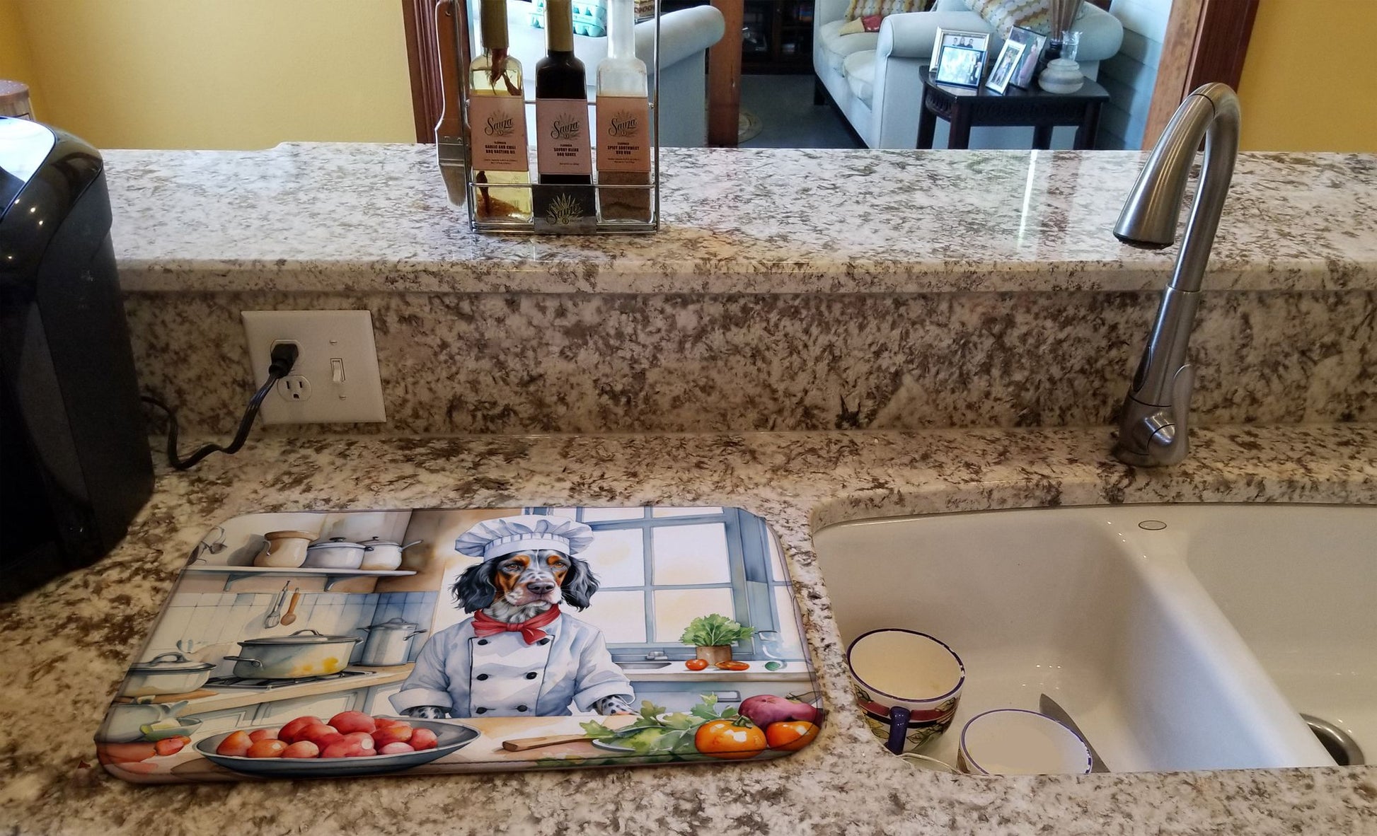 English Setter The Chef Dish Drying Mat Absorbent Dish Drying Mat Pad for Kitchen Counter Dish Drainer Mat for Countertop, 14 x 21", Multicolor
