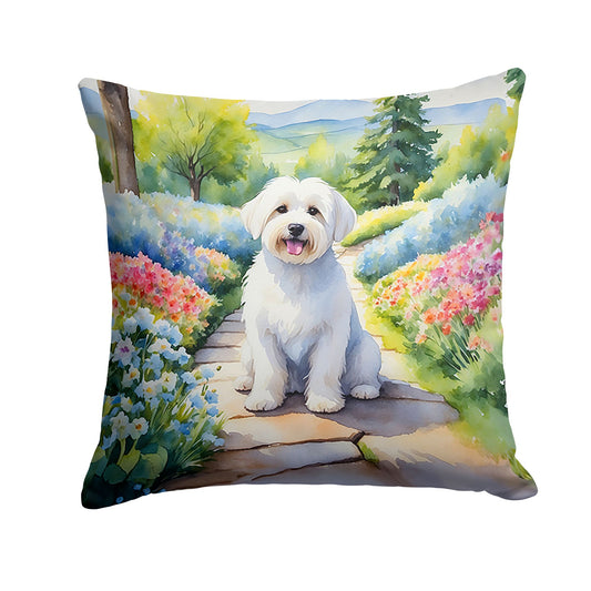 Coton de Tulear Spring Path Throw Pillow Machine Washable, Indoor Outdoor Decorative Pillow for Couch, Bed or Patio, 18Hx18W