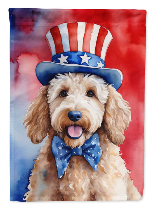 Goldendoodle Patriotic American House Flag Large Porch Sleeve Pole Decorative Outside Yard Banner Artwork Wall Hanging, Polyester, House Size, Multicolor