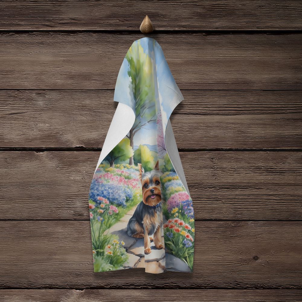 Yorkshire Terrier Spring Path Kitchen Towel Dish Cloths Guest Hand Towel Decorative Bathroom Towel for Face,Tea, Dishcloth, Kitchen and Bath