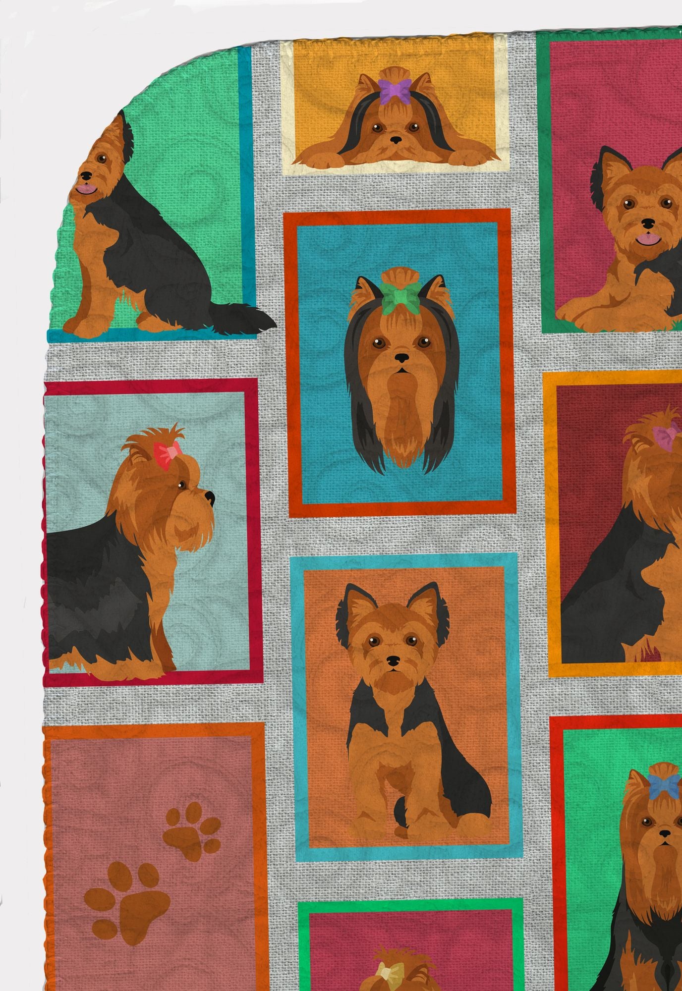 Lots of Black and Tan Yorkie Quilted Blanket 50x60 Artwork Pattern Quilted Throw Blanket for Bed, Couch, Sofa, Soft and Lightweight