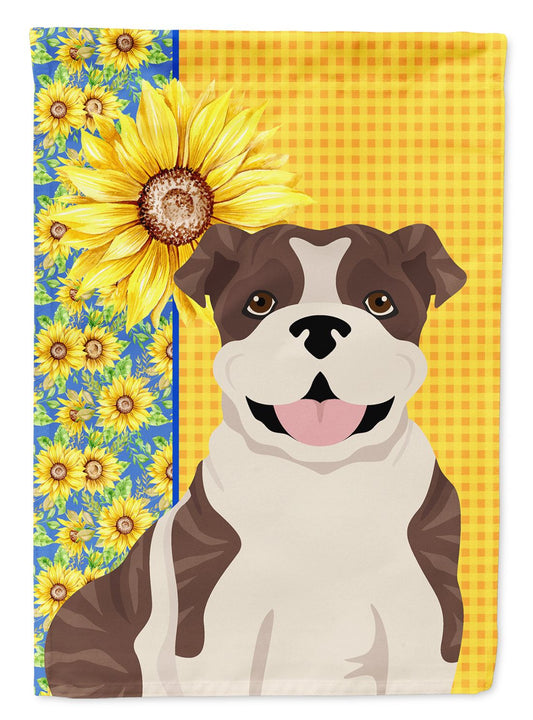 Summer Sunflowers Brindle English Bulldog Garden Flag Mailbox Flag Decorative Yard Flag Banner Outside Patio Artwork Yard Flower Beds, Garden Size, Multicolor