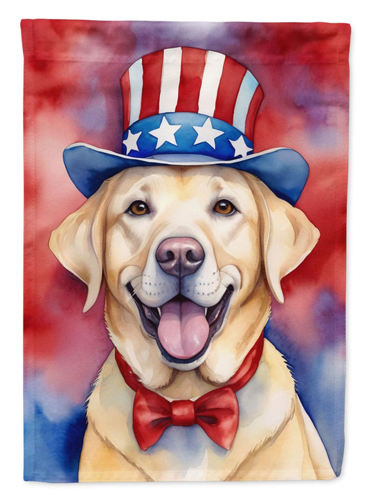 Labrador Retriever Patriotic American House Flag Large Porch Sleeve Pole Decorative Outside Yard Banner Artwork Wall Hanging, Polyester, House Size, Multicolor