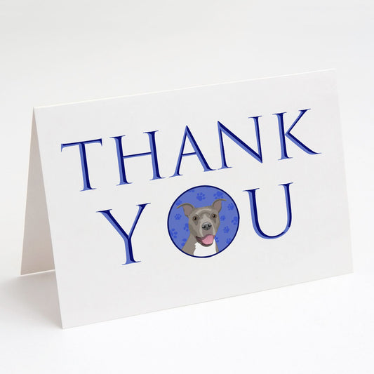 Pit Bull Blue #1 Thank You Greeting Cards Pack of 8 Blank Cards with Envelopes Whimsical A7 Size 5x7 Blank Note Cards