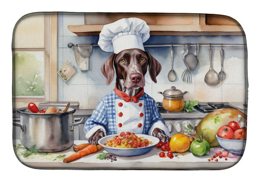 German Shorthaired Pointer The Chef Dish Drying Mat Absorbent Dish Drying Mat Pad for Kitchen Counter Dish Drainer Mat for Countertop, 14 x 21", Multicolor