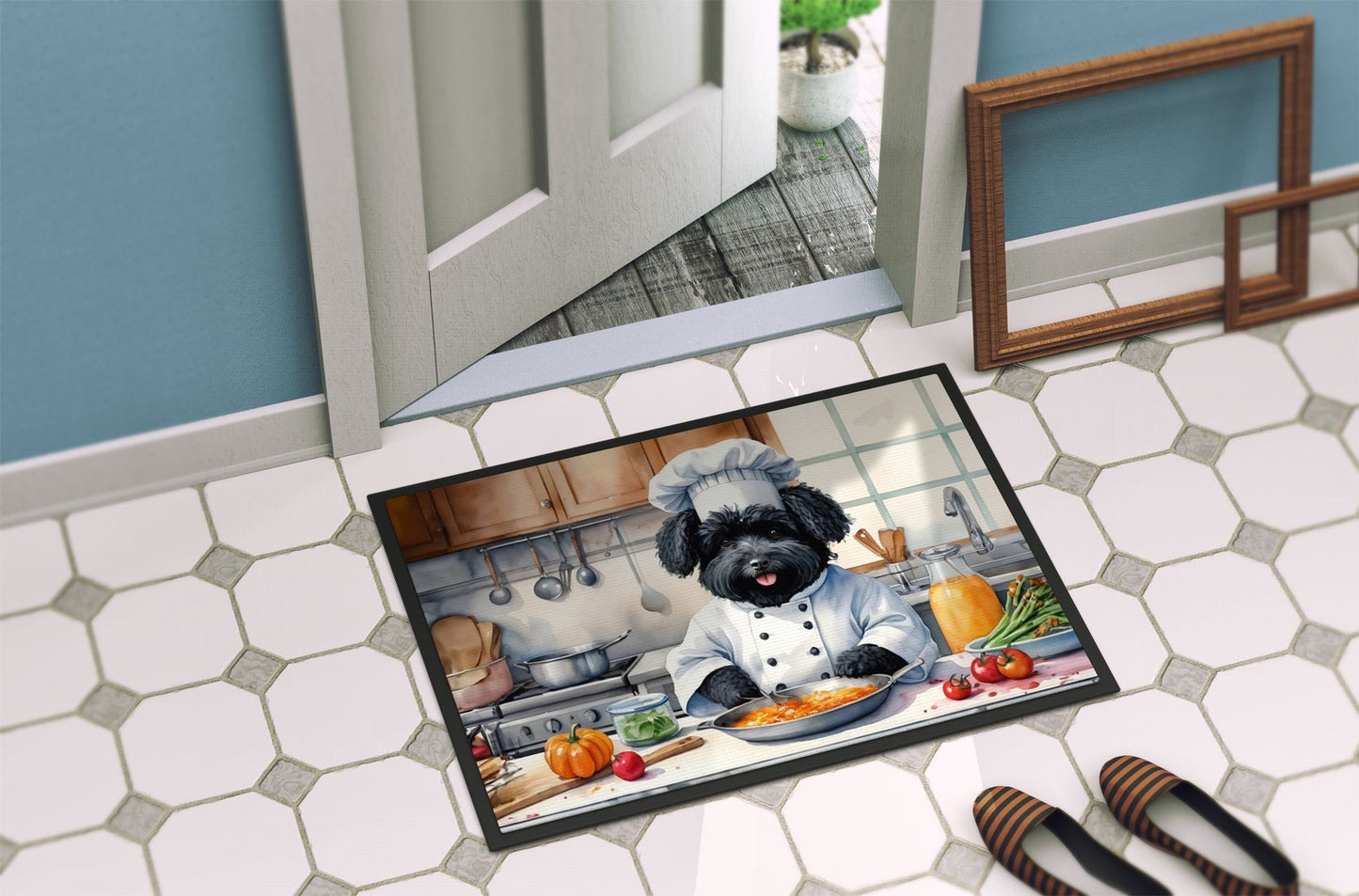 NEW Puli The Chef Doormat Front Door Mat Indoor Outdoor Rugs for Entryway, Non Slip Washable Low Pile, 18H X 27W