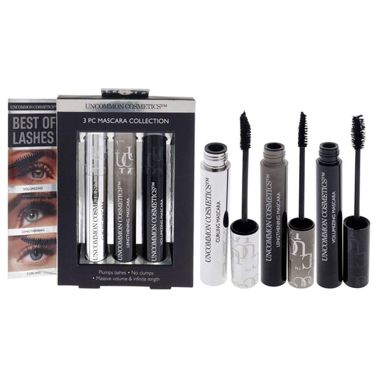 Best Of Lashes Mascara Collection Set by Uncommon Cosmetics for Women - 3 Pc 0.27oz Lengthening Mascara, 0.27oz Volumizing Mascara, 0.27oz Curling Mascara - Clothes For Her Online Store