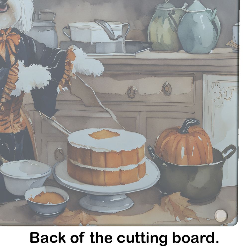 NEW Coton De Tulear Fall Kitchen Pumpkins Glass Cutting Board Decorative Tempered Glass Kitchen Cutting and Serving Board Large Size Chopping Board
