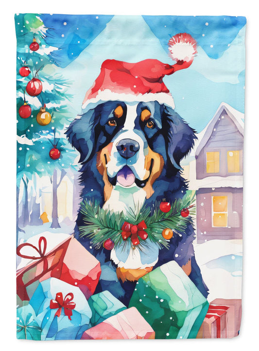 Bernese Mountain Dog Christmas House Flag Large Porch Sleeve Pole Decorative Outside Yard Banner Artwork Wall Hanging, Polyester, House Size, Multicolor