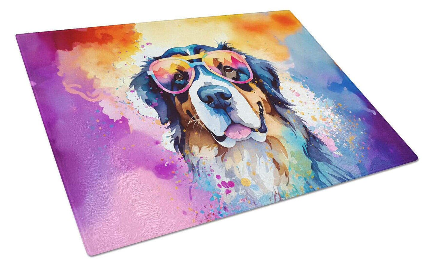 NEW Bernese Mountain Dog Hippie Dawg Glass Cutting Board Decorative Tempered Glass Kitchen Cutting and Serving Board Large Size Chopping Board