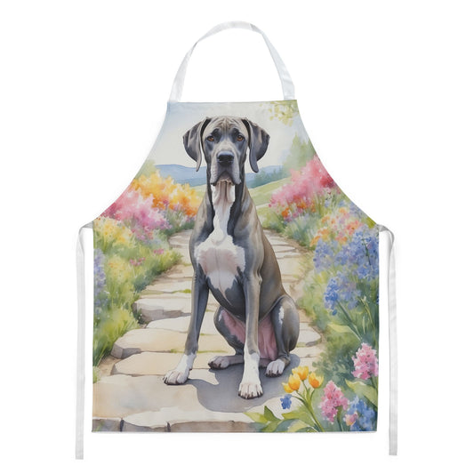 Great Dane Spring Path Apron Cooking Kitchen Server Baking Crafts Gardening for Adult Women Men, Unisex, Large, Multicolor