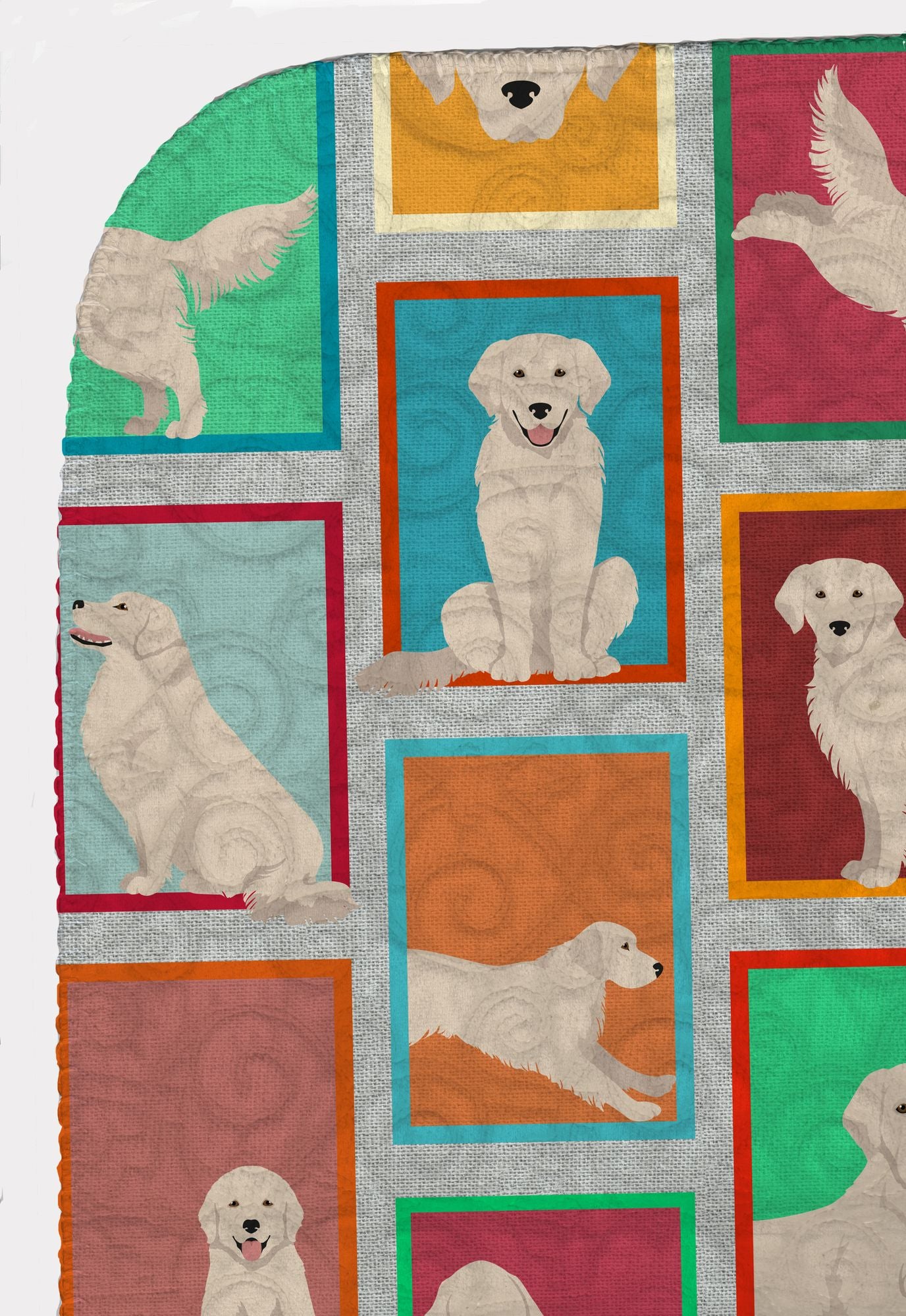 Lots of Cream Golden Retriever Quilted Blanket 50x60 Artwork Pattern Quilted Throw Blanket for Bed, Couch, Sofa, Soft and Lightweight