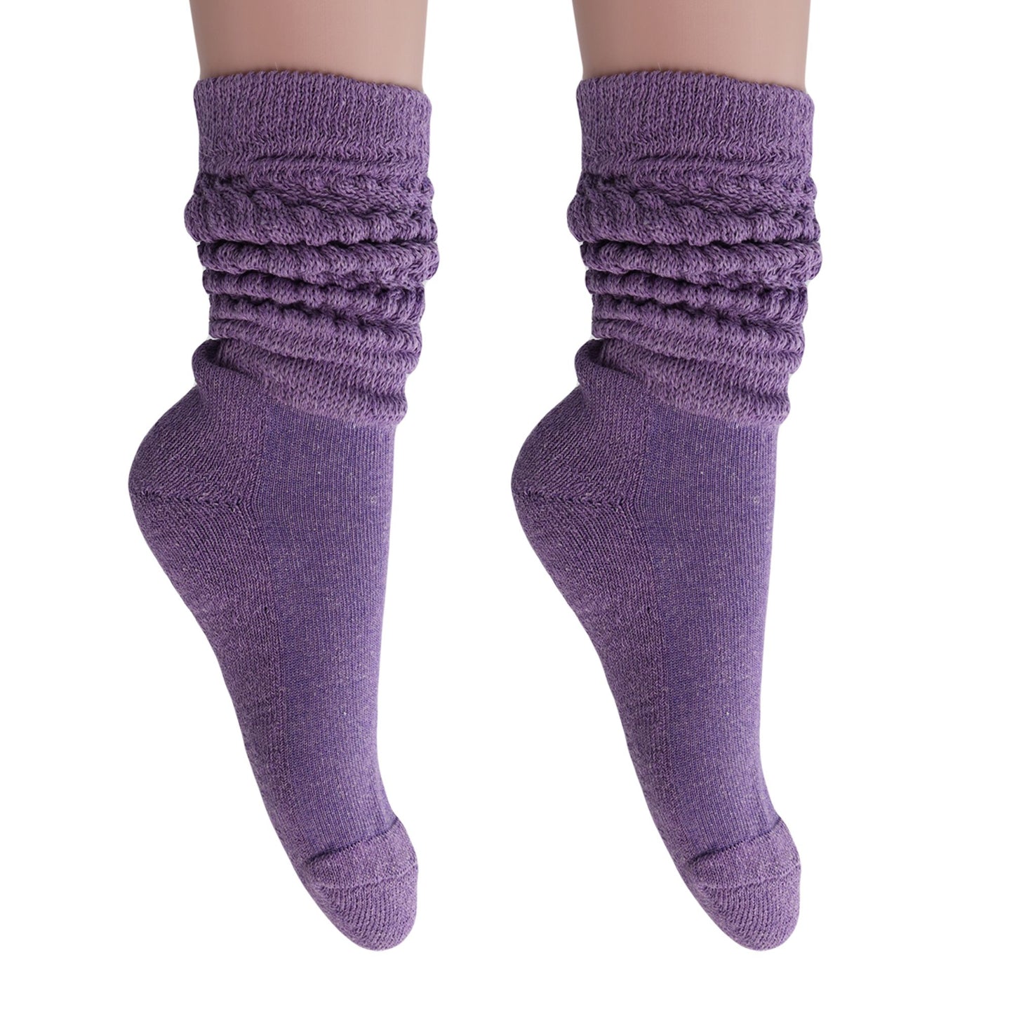 Women's Extra Long Slouch Scrunch Socks Knee High, Cotton Blend, Pack of 2, Fits Shoe Sizes 5-10, 80s Style, 28 Colors