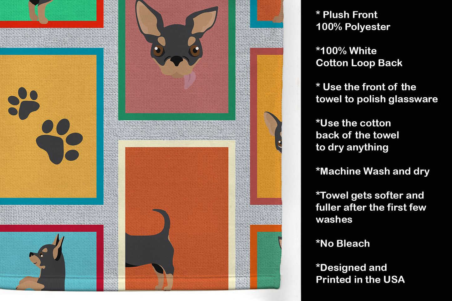 Lots of Black and Tan Chihuahua Kitchen Towel Dish Cloths Guest Hand Towel Decorative Bathroom Towel for Face,Tea, Dishcloth, Kitchen and Bath