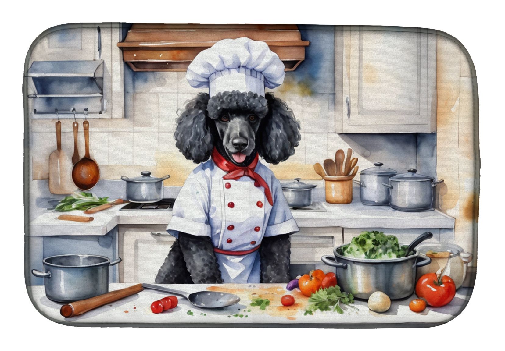 Black Poodle The Chef Dish Drying Mat Absorbent Dish Drying Mat Pad for Kitchen Counter Dish Drainer Mat for Countertop, 14 x 21", Multicolor