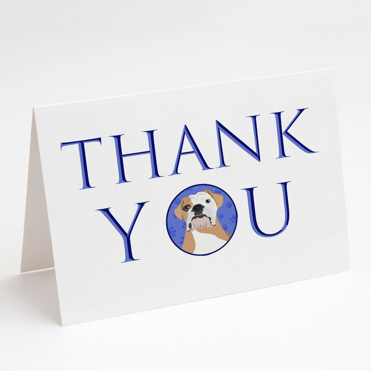 English Bulldog Fawn and White Thank You Greeting Cards Pack of 8 Blank Cards with Envelopes Whimsical A7 Size 5x7 Blank Note Cards
