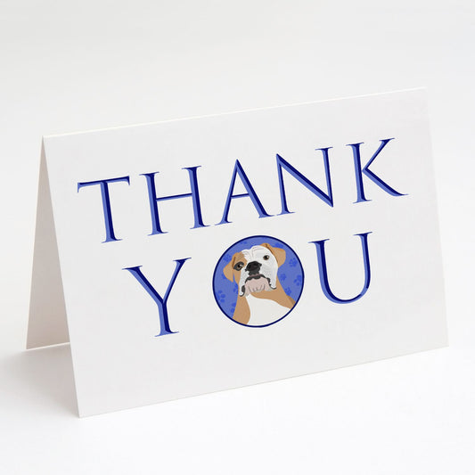 English Bulldog Fawn and White Thank You Greeting Cards Pack of 8 Blank Cards with Envelopes Whimsical A7 Size 5x7 Blank Note Cards