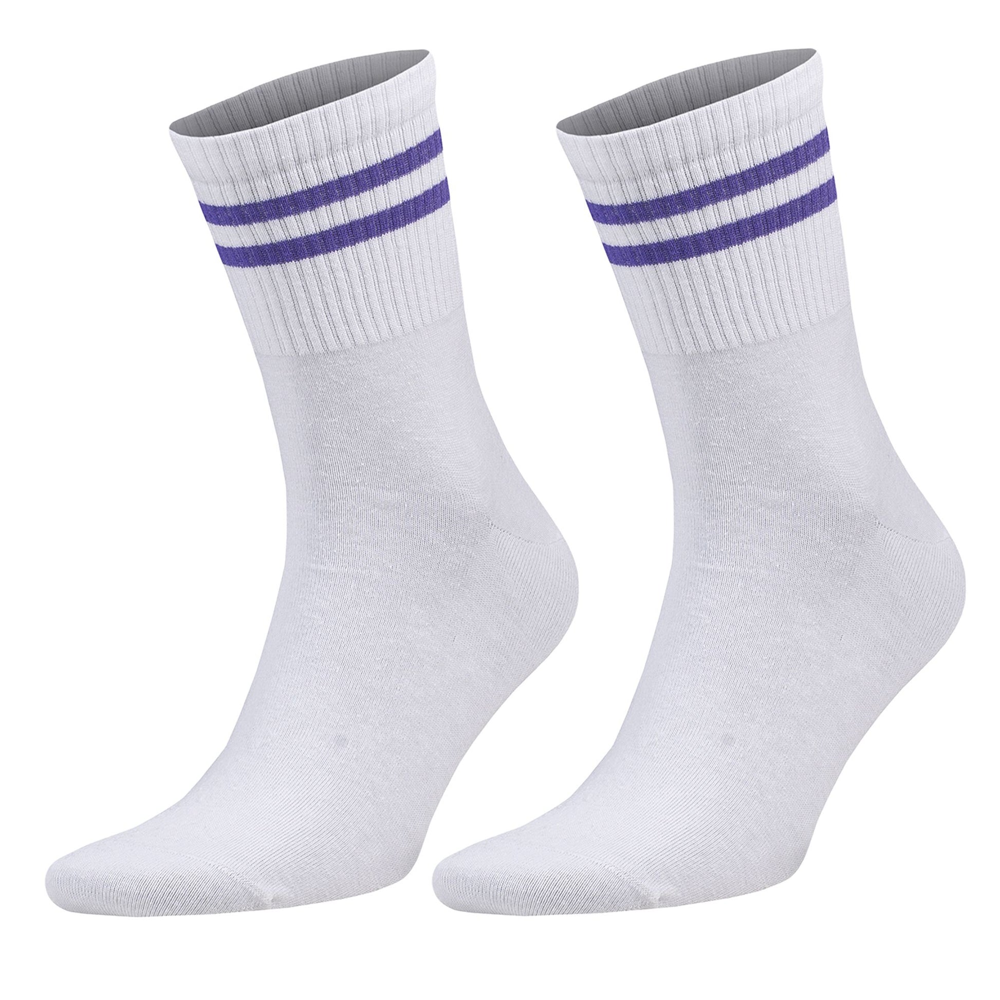 Athletic Tennis Crew Socks for Women with Stripes 6 Pairs Shoe Size 5 to 10