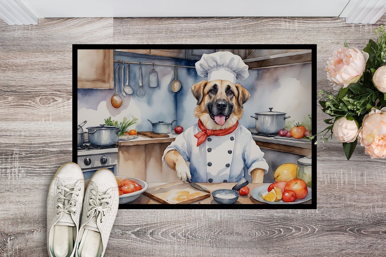 Anatolian Shepherd The Chef Doormat Front Door Mat Indoor Outdoor Rugs for Entryway, Non Slip Washable Low Pile, 24H X 36W