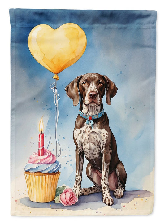 German Shorthaired Pointer Happy Birthday Garden Flag Mailbox Flag Decorative Yard Flag Banner Outside Patio Artwork Yard Flower Beds, Garden Size, Multicolor