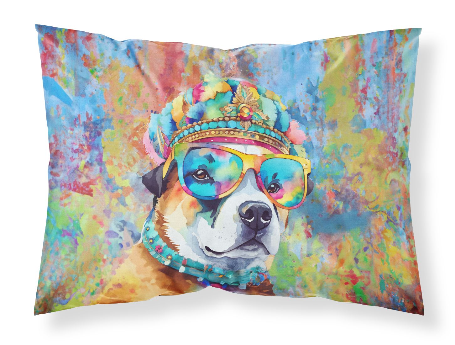 Akita Hippie Dawg Standard Pillowcase Lightweight Super Soft Easy Care Decorative Artwork Pillowcase, Standard
