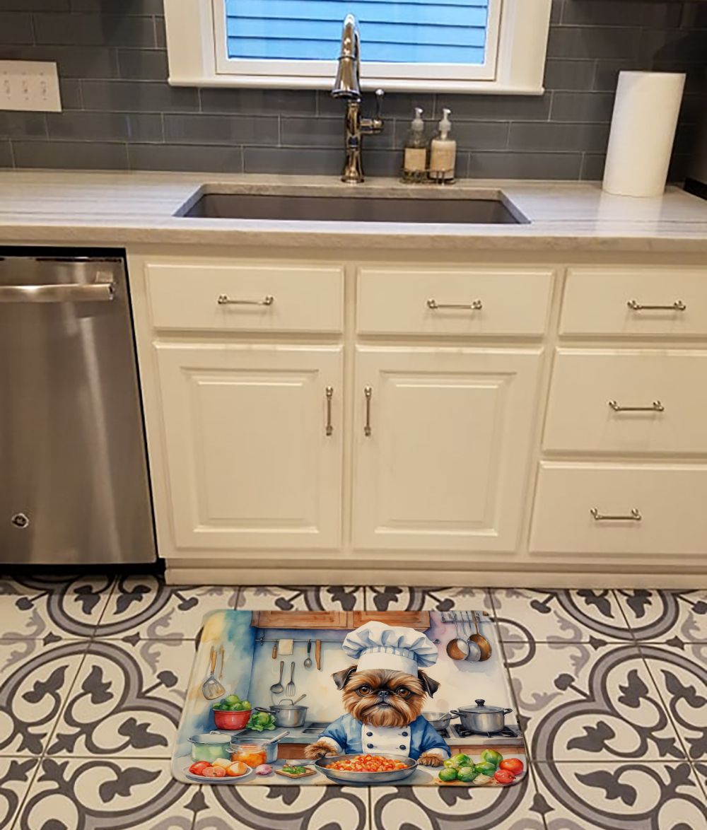 Brussels Griffon The Chef Memory Foam Kitchen Mat Machine Washable Anti-Fatigue Mat Cushion Comfort Bath Mat or Kitchen Rug