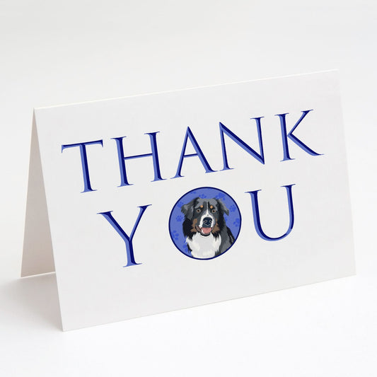 Australian Shepherd Black Tricolor #1 Thank You Greeting Cards Pack of 8 Blank Cards with Envelopes Whimsical A7 Size 5x7 Blank Note Cards