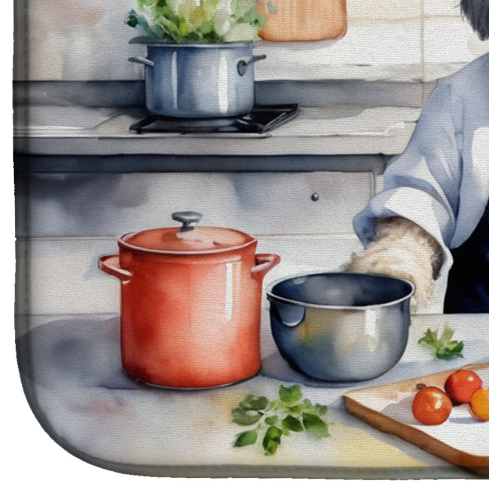Old English Sheepdog The Chef Dish Drying Mat Absorbent Dish Drying Mat Pad for Kitchen Counter Dish Drainer Mat for Countertop, 14 x 21", Multicolor