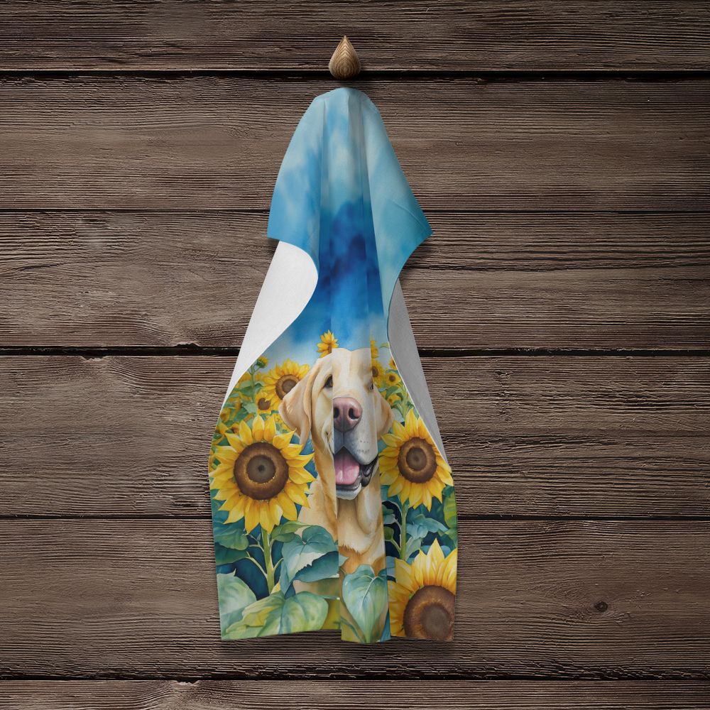 Labrador Retriever in Sunflowers Kitchen Towel Dish Cloths Guest Hand Towel Decorative Bathroom Towel for Face,Tea, Dishcloth, Kitchen and Bath