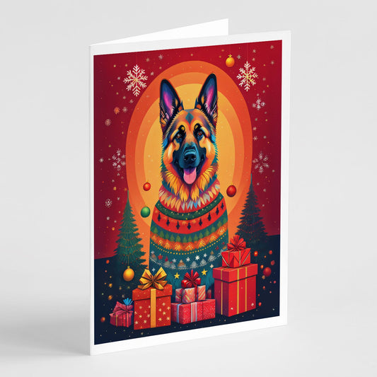 German Shepherd Holiday Christmas Greeting Cards Pack of 8 Blank Cards with Envelopes Whimsical A7 Size 5x7 Blank Note Cards