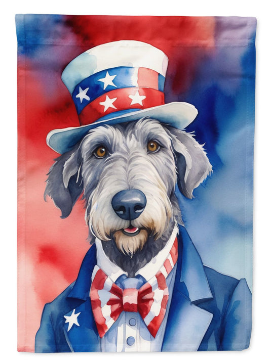 Irish Wolfhound Patriotic American House Flag Large Porch Sleeve Pole Decorative Outside Yard Banner Artwork Wall Hanging, Polyester, House Size, Multicolor