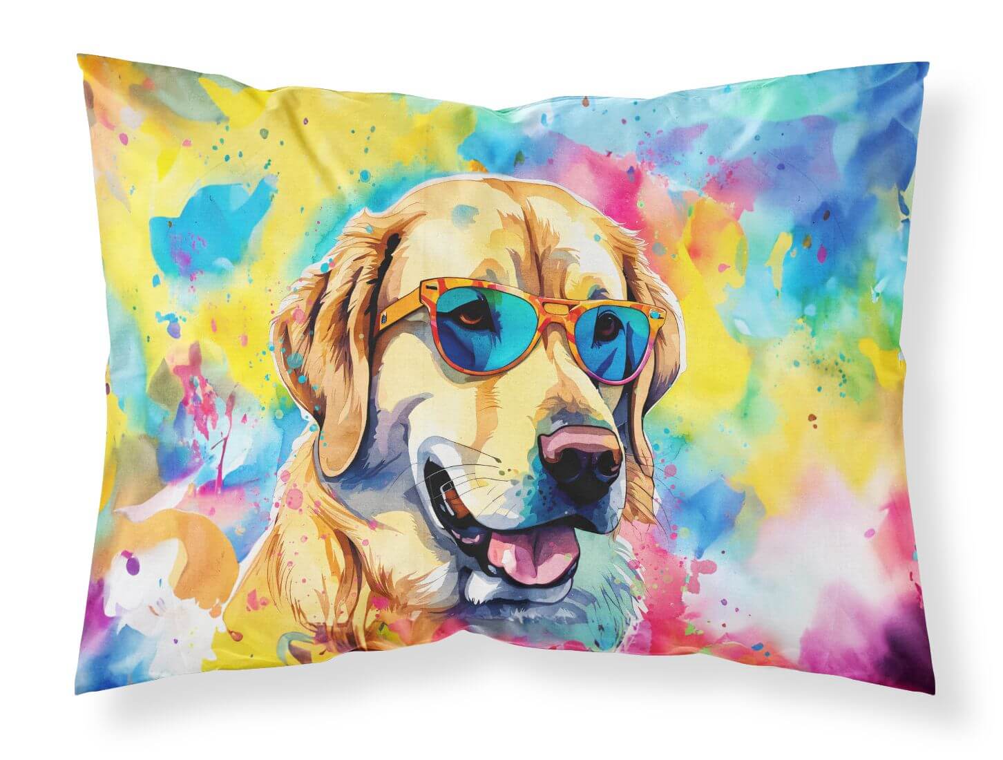 Yellow Labrador Hippie Dawg Standard Pillowcase Lightweight Super Soft Easy Care Decorative Artwork Pillowcase, Standard