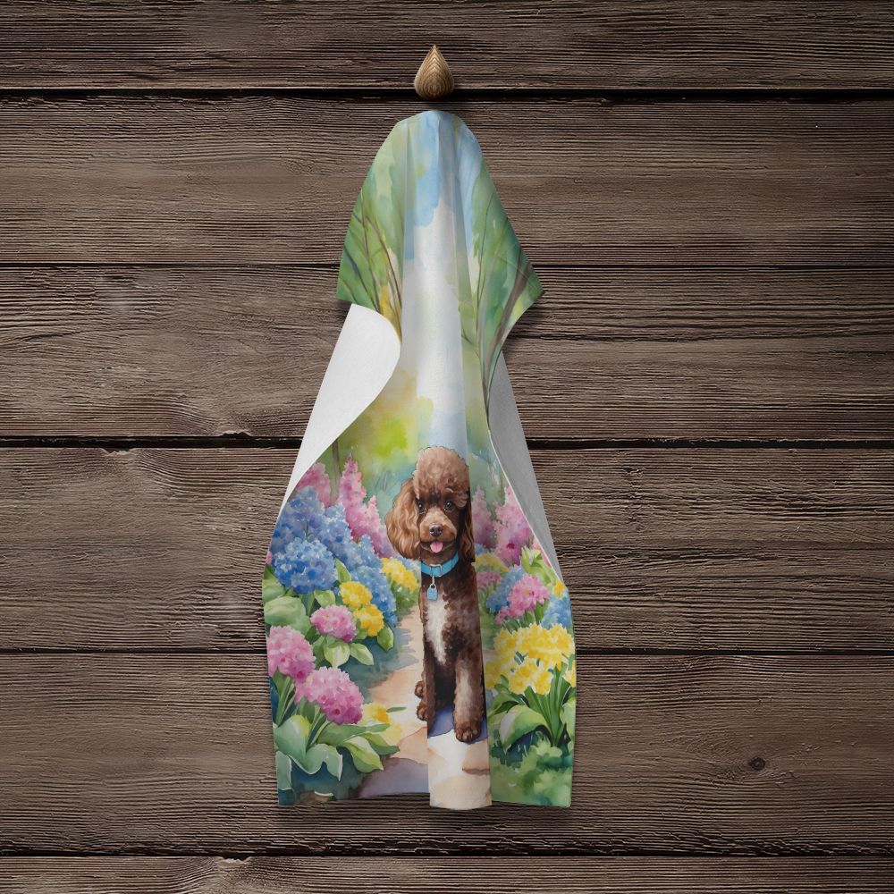 Chocolate Poodle Spring Path Kitchen Towel Dish Cloths Guest Hand Towel Decorative Bathroom Towel for Face,Tea, Dishcloth, Kitchen and Bath