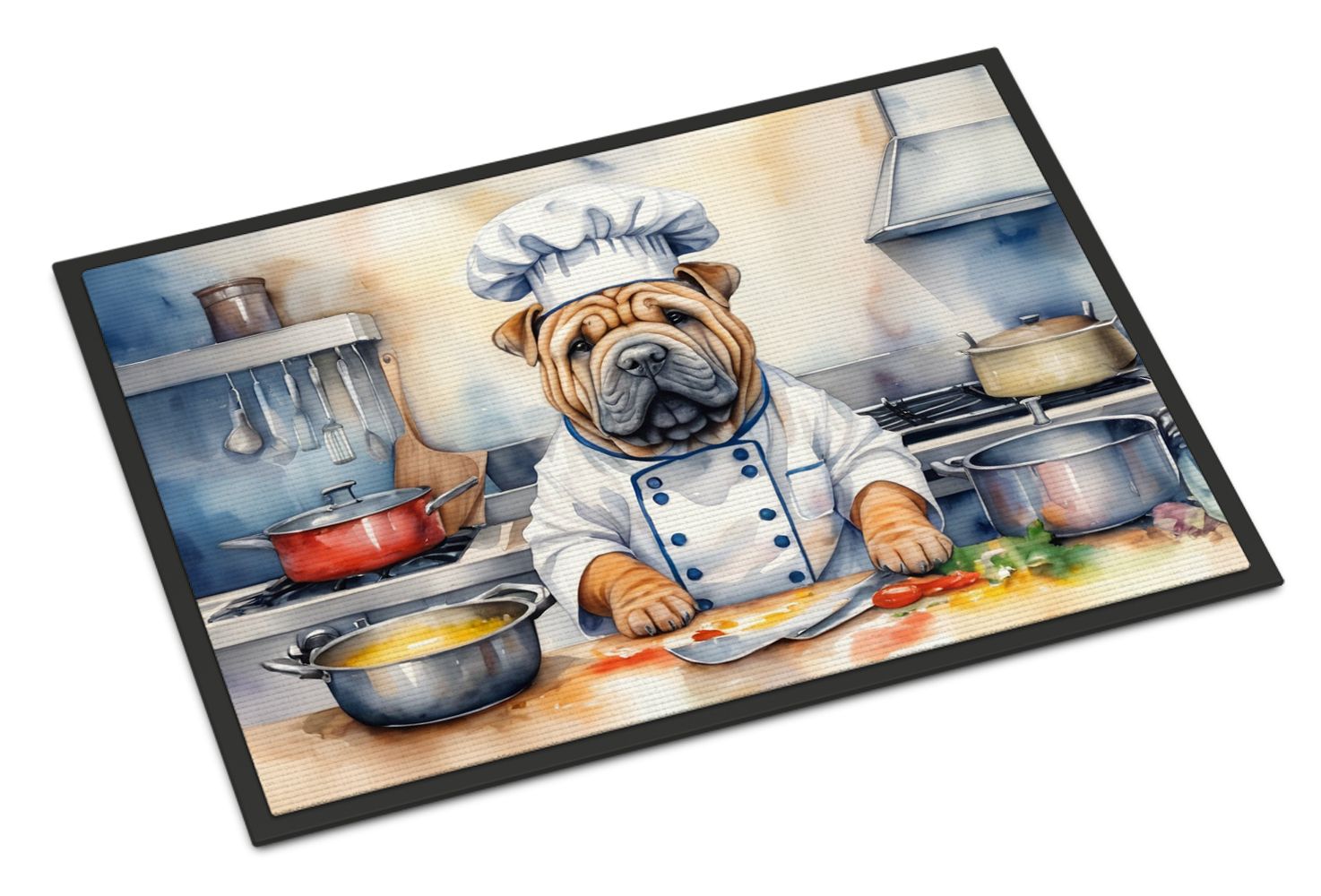 NEW Shar Pei The Chef Doormat Front Door Mat Indoor Outdoor Rugs for Entryway, Non Slip Washable Low Pile, 18H X 27W