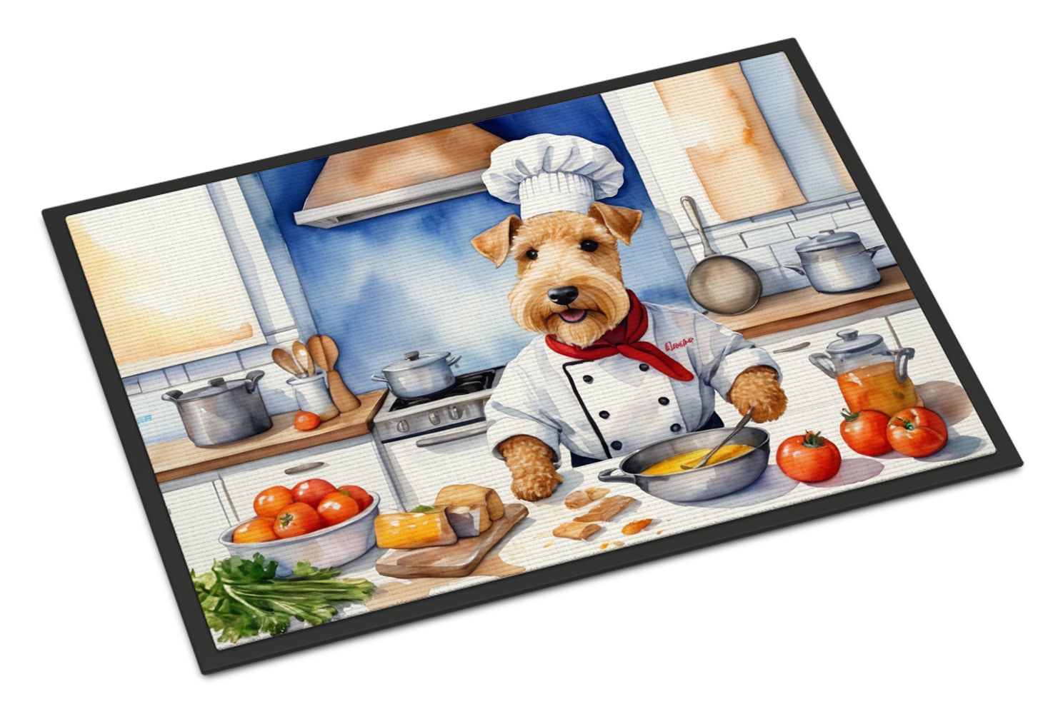 NEW Lakeland Terrier The Chef Doormat Front Door Mat Indoor Outdoor Rugs for Entryway, Non Slip Washable Low Pile, 18H X 27W
