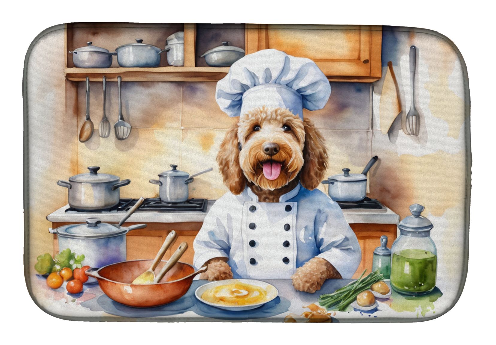 Labradoodle The Chef Dish Drying Mat Absorbent Dish Drying Mat Pad for Kitchen Counter Dish Drainer Mat for Countertop, 14 x 21", Multicolor