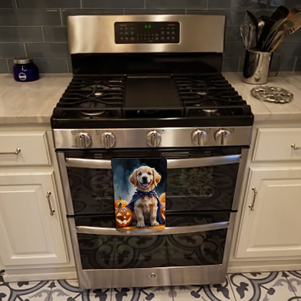 Golden Retriever Puppy Halloween Kitchen Towel Dish Cloths Guest Hand Towel Decorative Bathroom Towel for Face,Tea, Dishcloth, Kitchen and Bath