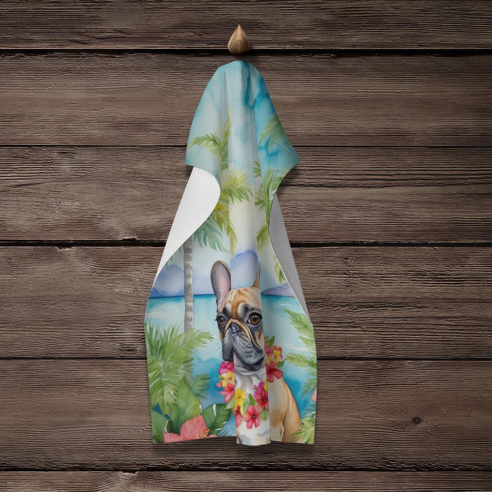 French Bulldog Luau Kitchen Towel Dish Cloths Guest Hand Towel Decorative Bathroom Towel for Face,Tea, Dishcloth, Kitchen and Bath