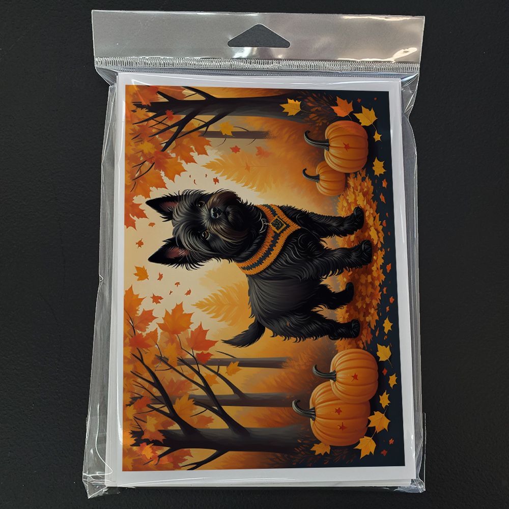 Black Cairn Terrier Fall Greeting Cards Pack of 8 Blank Cards with Envelopes Whimsical A7 Size 5x7 Blank Note Cards
