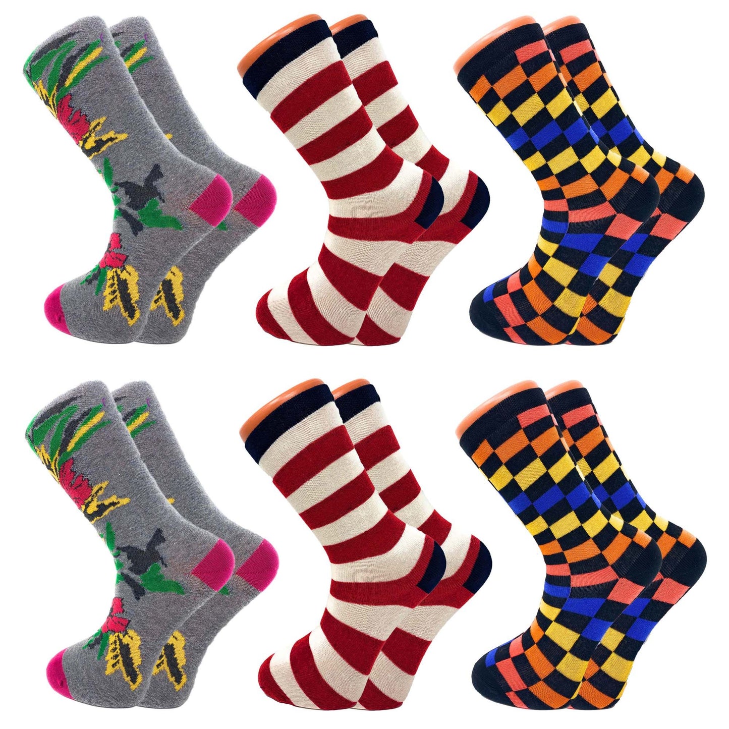 Colorful Funny Socks Novelty Crazy Cotton Crew Dress Socks 6 Pairs