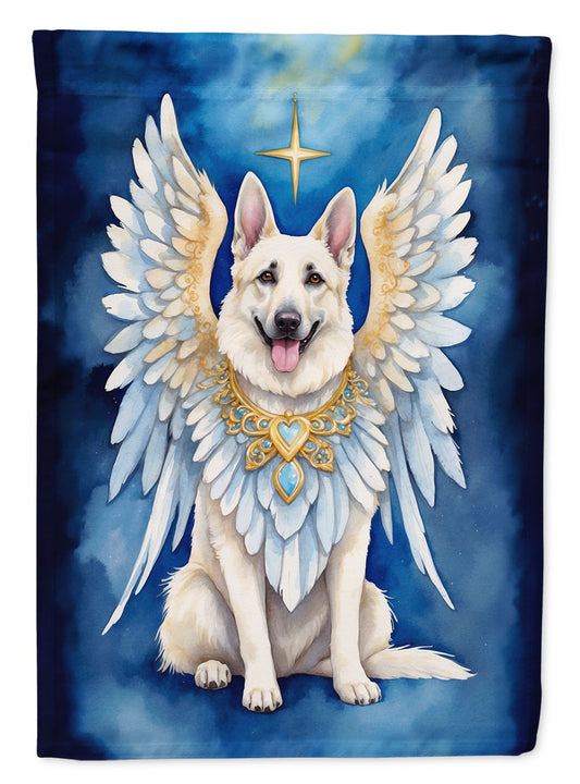 White German Shepherd My Angel House Flag Large Porch Sleeve Pole Decorative Outside Yard Banner Artwork Wall Hanging, Polyester, House Size, Multicolor