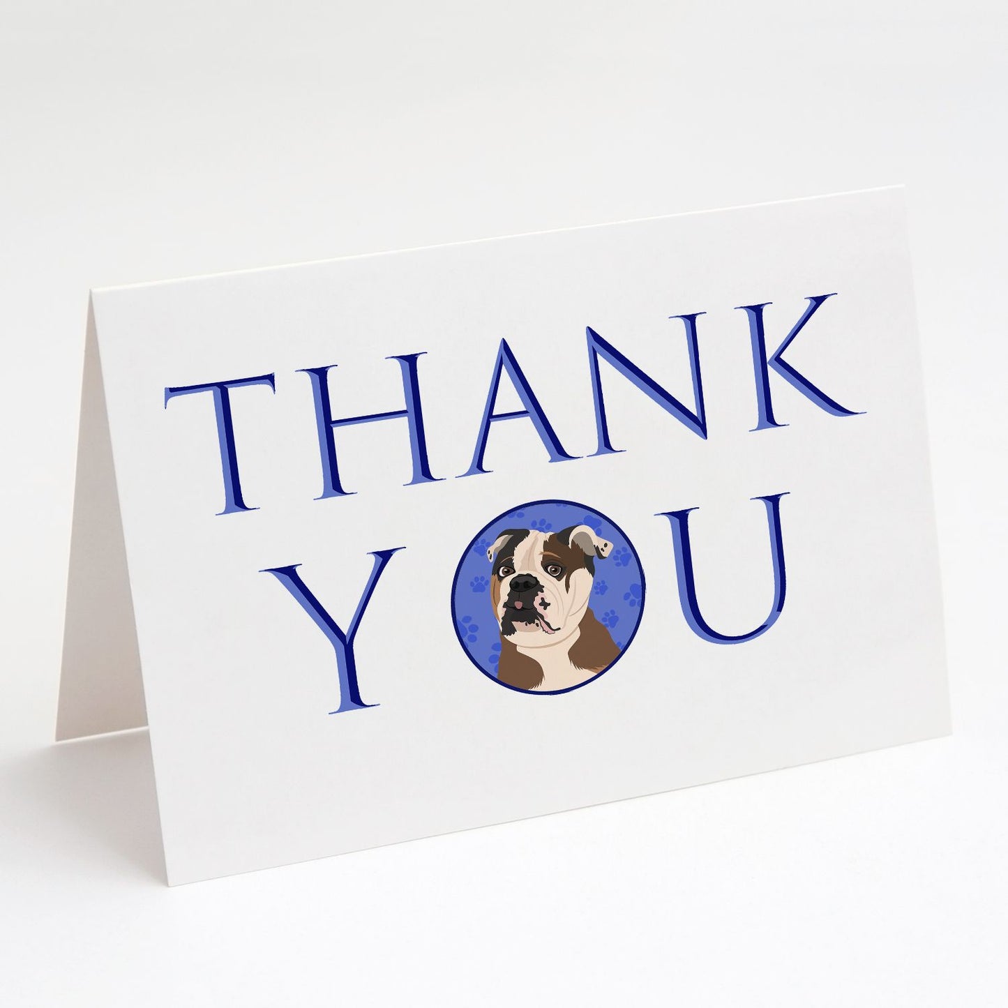 English Bulldog Chocolate Tan Thank You Greeting Cards Pack of 8 Blank Cards with Envelopes Whimsical A7 Size 5x7 Blank Note Cards