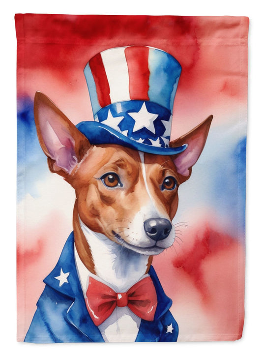 Basenji Patriotic American House Flag Large Porch Sleeve Pole Decorative Outside Yard Banner Artwork Wall Hanging, Polyester, House Size, Multicolor