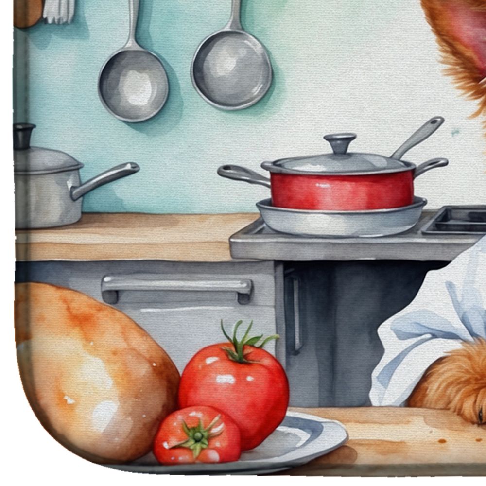 Australian Terrier The Chef Dish Drying Mat Absorbent Dish Drying Mat Pad for Kitchen Counter Dish Drainer Mat for Countertop, 14 x 21", Multicolor