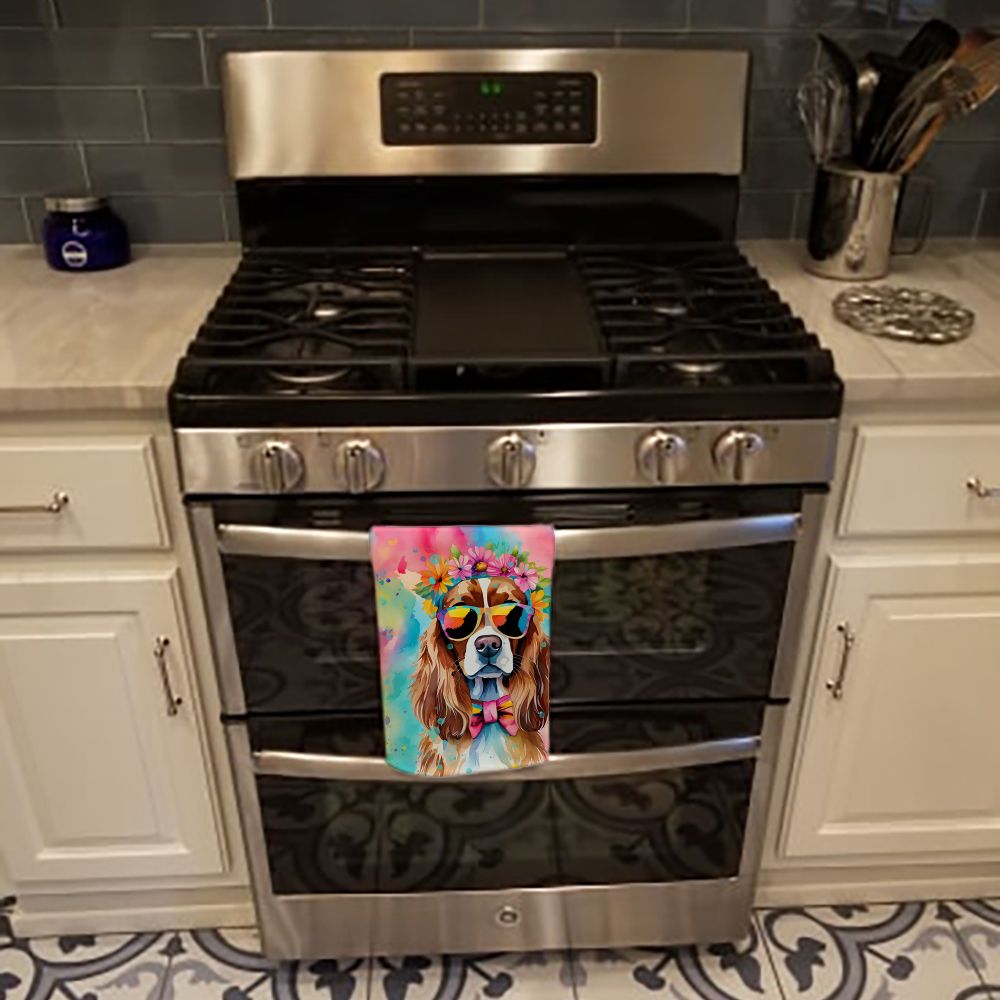Cavalier Spaniel Hippie Dawg Kitchen Towel Dish Cloths Guest Hand Towel Decorative Bathroom Towel for Face,Tea, Dishcloth, Kitchen and Bath